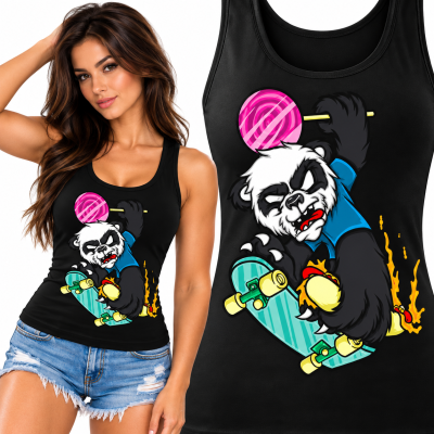 TANK TOP ŚMIESZNY PANDA SKATE